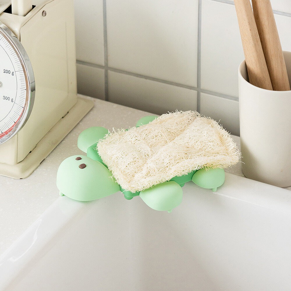 韓國文創 Romane 烏龜造型香皂菜瓜布矽膠瀝水架｜浴室肥皂架 瀝水架 廚房瀝水架 肥皂架 皂盒 日本進口-細節圖5