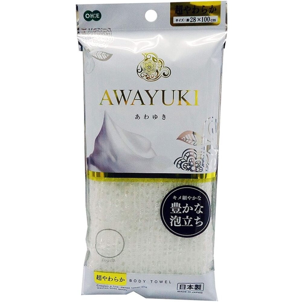 日本製Awayuki 洗澡巾 極細纖維泡泡 搓澡巾 沐浴巾 去角質 洗澡網 起泡棉密 搓背神器-細節圖2