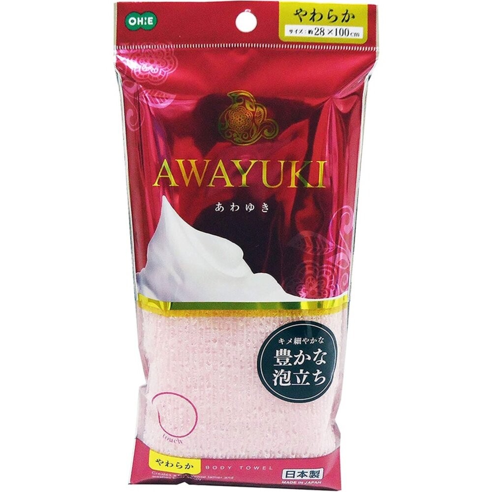 日本製Awayuki 洗澡巾 極細纖維泡泡 搓澡巾 沐浴巾 去角質 洗澡網 起泡棉密 搓背神器-細節圖3