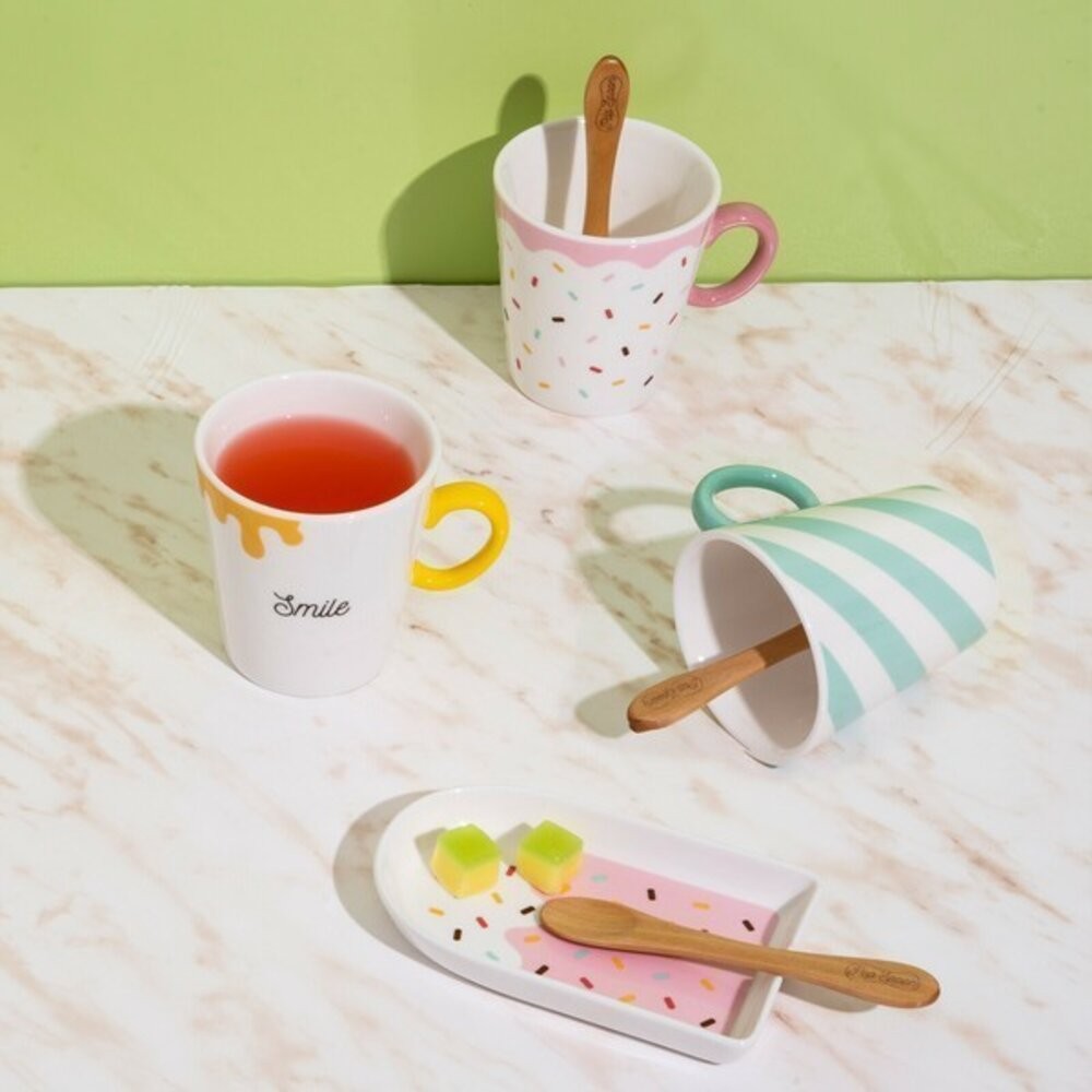 可愛造型杯盤匙 日本製 禮盒  三件組 交換禮物 蛋糕 甜點盤 木湯匙 馬克杯 送禮 禮盒 小倉陶器 日本進口-細節圖2