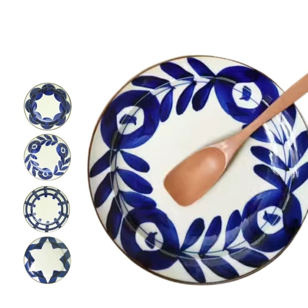 波佐見燒 日本製 Natural69  焦吳須圓盤 手繪陶瓷盤 餐盤 吳須釉 花紋 圓點盤 日本進口-細節圖2