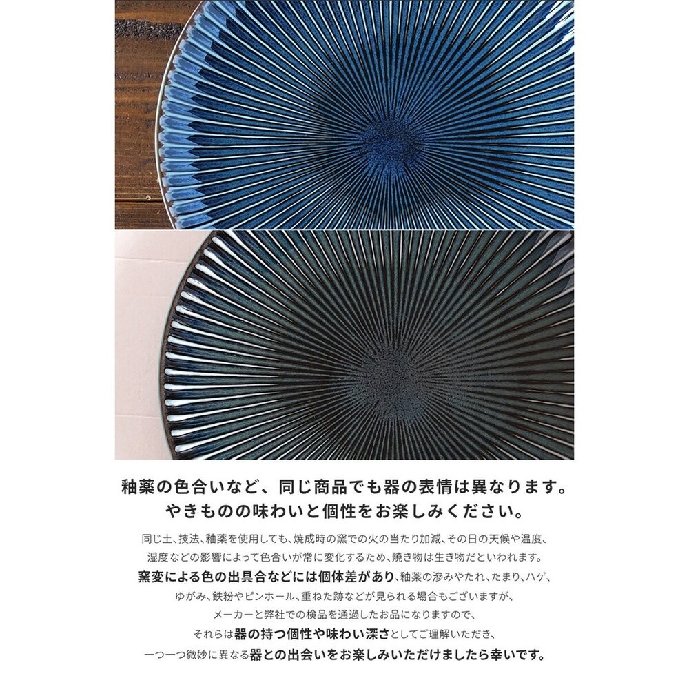 日本製美濃燒 放射狀 白色/海軍藍/黃灰色｜餐盤 蛋糕盤 菜盤 餅乾盤 小菜盤 日本料理 可微波爐洗碗機-細節圖10