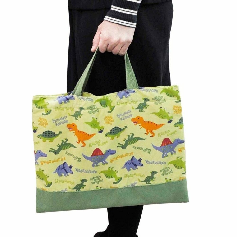 日本恐龍圖案Skater收納包 可容納 A4 B5｜兒童手提袋 才藝袋 補習袋 書袋 袋子 附有按扣-細節圖3