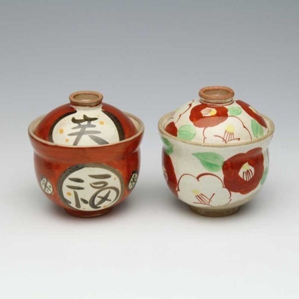 日本製紅色陶瓷過年吉祥蓋碗 碗 蒸蛋碗 甜點碗 | 茶碗蒸 日本碗 帶蓋碗 湯盅 湯碗 燕窩碗-細節圖5