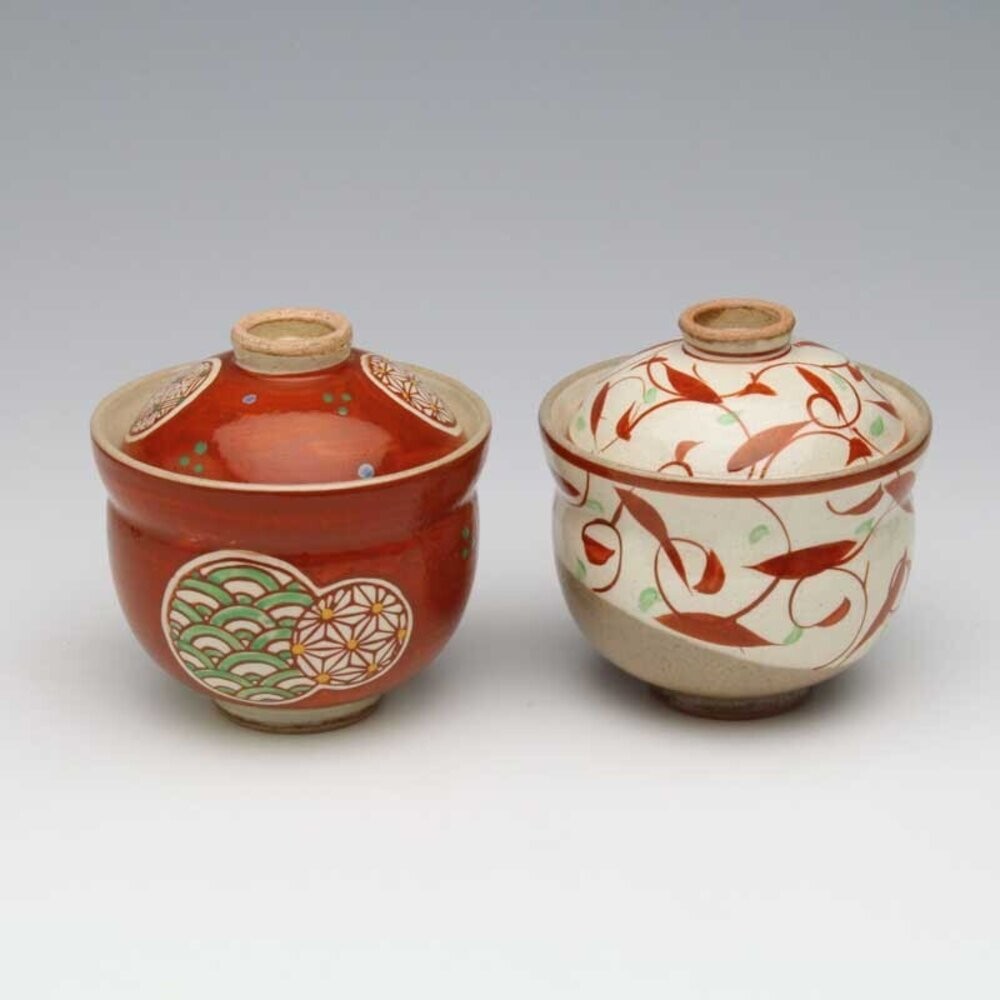 日本製紅色陶瓷過年吉祥蓋碗 碗 蒸蛋碗 甜點碗 | 茶碗蒸 日本碗 帶蓋碗 湯盅 湯碗 燕窩碗-細節圖6