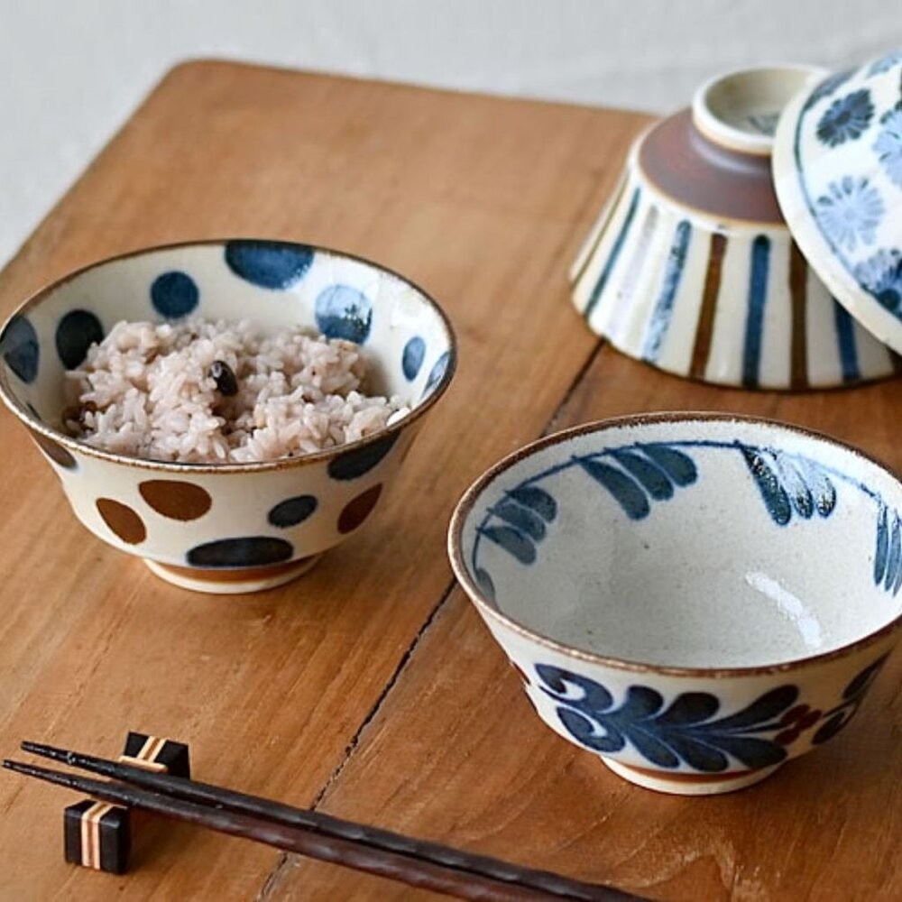日本 美濃燒 手繪粗陶飯碗 釉下彩 家用碗 | 日本製飯碗 小碗 日式碗 陶瓷碗 多用碗 飯碗 美濃燒碗-細節圖2