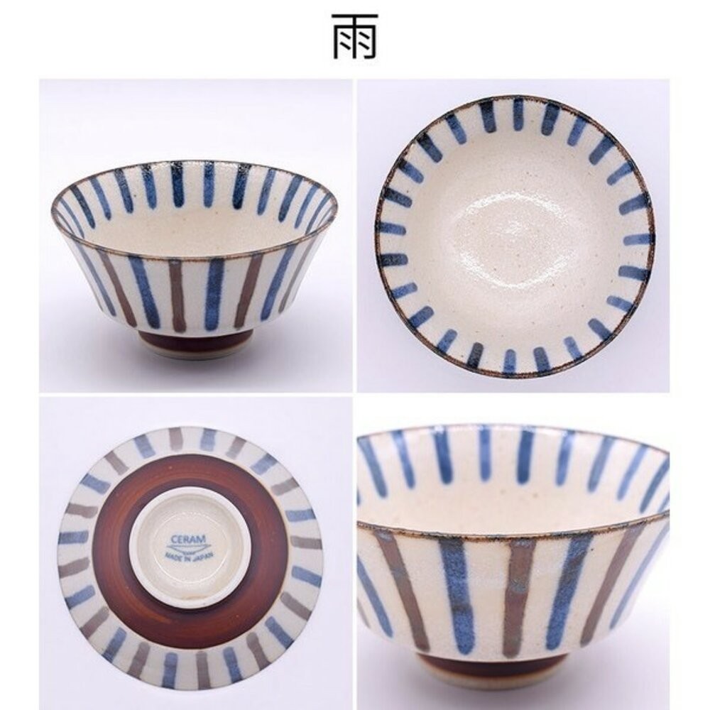 日本 美濃燒 手繪粗陶飯碗 釉下彩 家用碗 | 日本製飯碗 小碗 日式碗 陶瓷碗 多用碗 飯碗 美濃燒碗-規格圖7