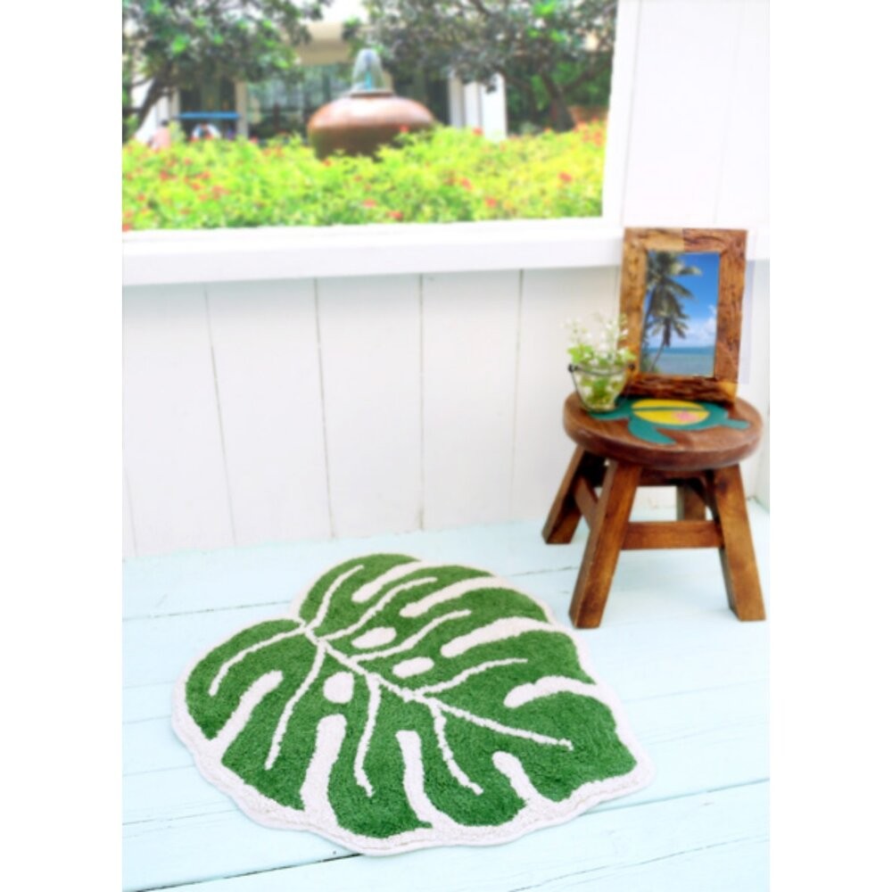 日本植物龜背芋造型地墊 腳踏墊 | 絨毛地墊 空間綠化 擺飾 地毯 造型地墊 廚房地墊 浴廁地墊-細節圖2