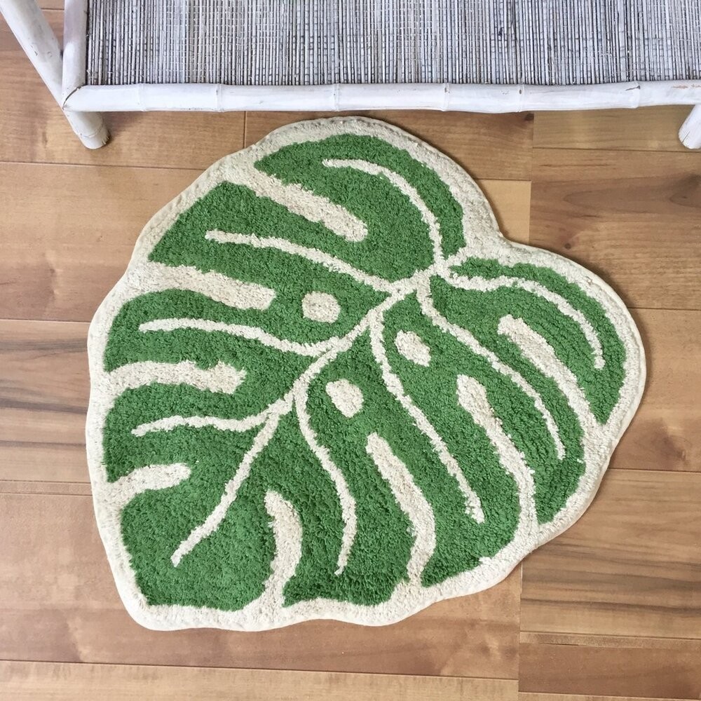 日本植物龜背芋造型地墊 腳踏墊 | 絨毛地墊 空間綠化 擺飾 地毯 造型地墊 廚房地墊 浴廁地墊-細節圖5