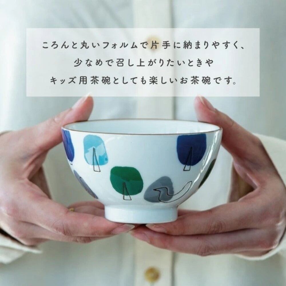 日本製 波佐見燒 童趣森林圖案茶碗對碗10.7cm | BISQUE 餐具碗 造型碗 陶瓷飯碗-細節圖2