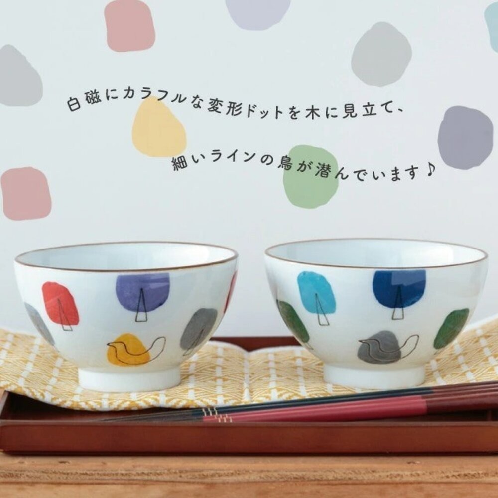日本製 波佐見燒 童趣森林圖案茶碗對碗10.7cm | BISQUE 餐具碗 造型碗 陶瓷飯碗-細節圖3