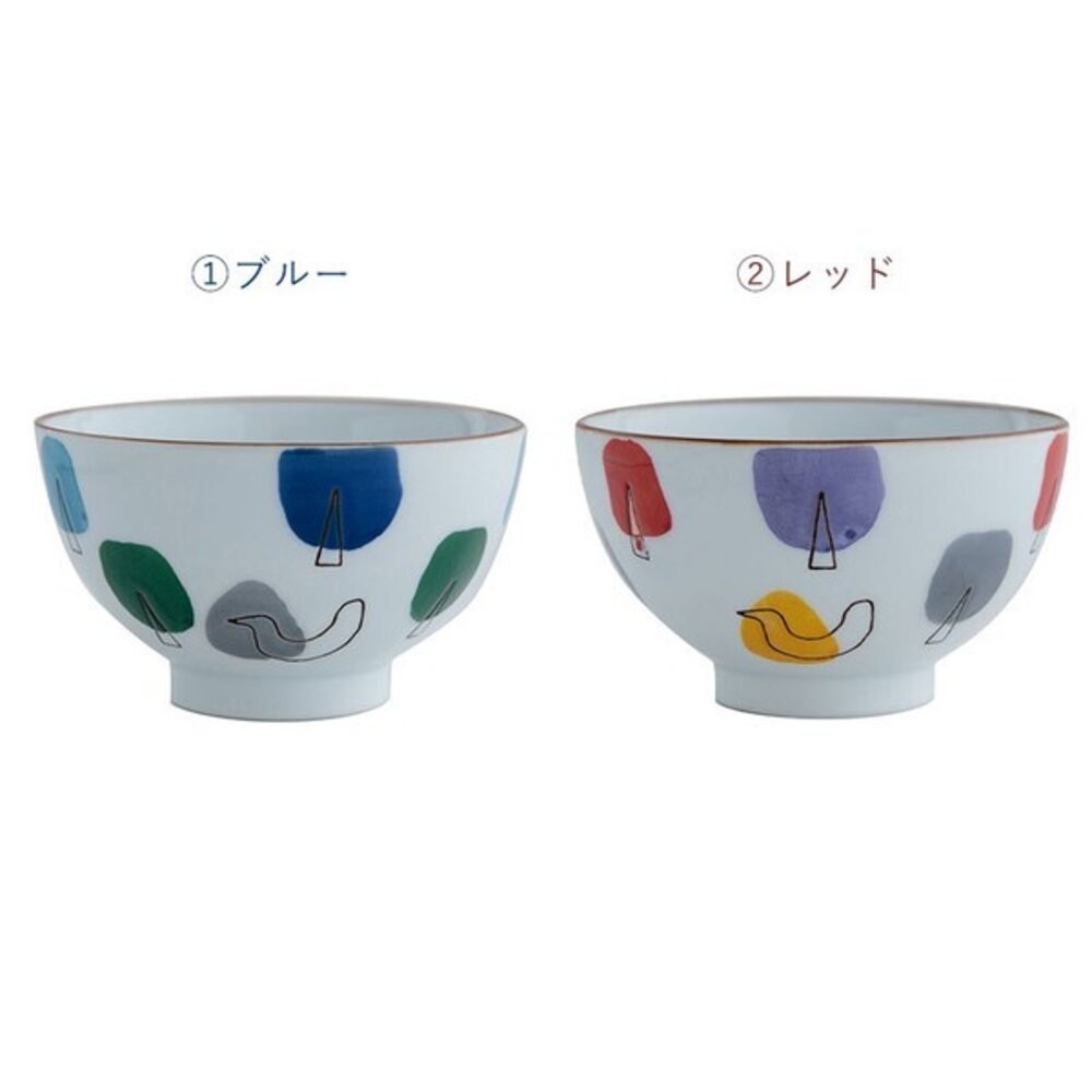 日本製 波佐見燒 童趣森林圖案茶碗對碗10.7cm | BISQUE 餐具碗 造型碗 陶瓷飯碗-細節圖4