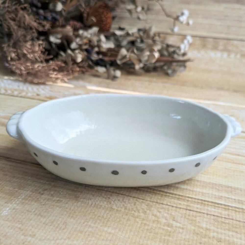 日本製美濃燒 日式雙耳陶瓷烤盤 17cm | 焗烤盤 沙拉盤 橢圓盤 烘焙烤盤 烤皿 燉飯 燉麵 甜點烤盤-細節圖3