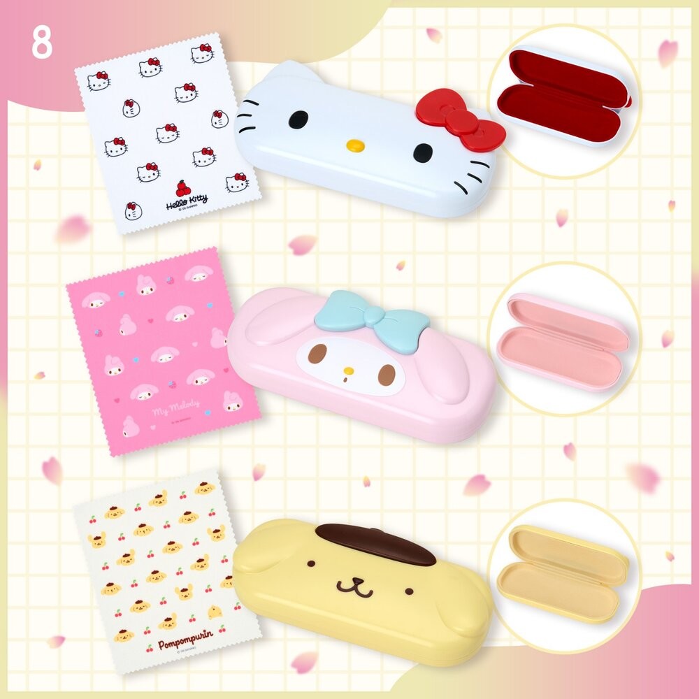 日本三麗鷗新品 硬殼眼鏡盒 附眼鏡布 | Kitty 大耳狗 帕恰狗 酷洛米 眼鏡收納 可愛眼鏡盒-細節圖2