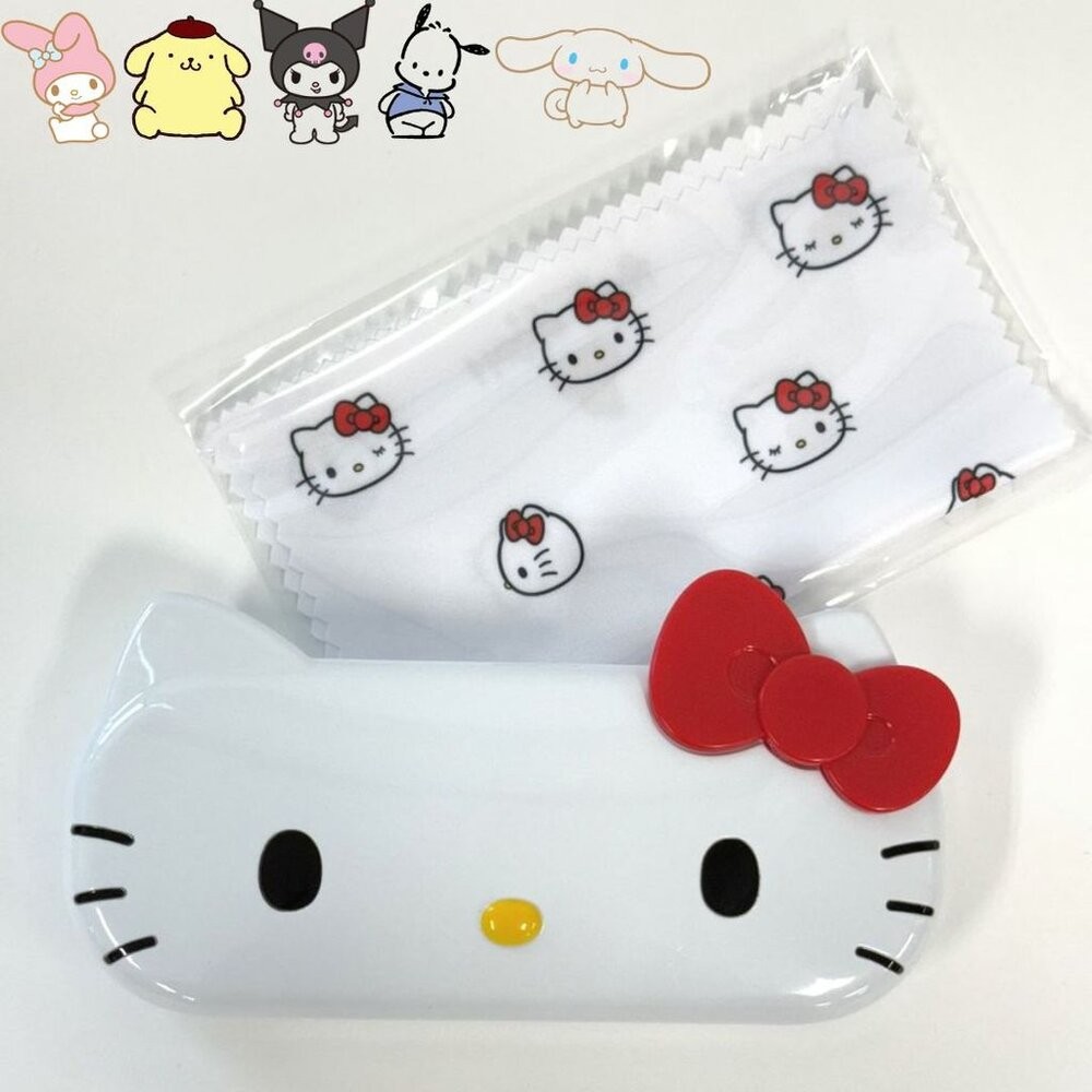 日本三麗鷗新品 硬殼眼鏡盒 附眼鏡布 | Kitty 大耳狗 帕恰狗 酷洛米 眼鏡收納 可愛眼鏡盒-細節圖10