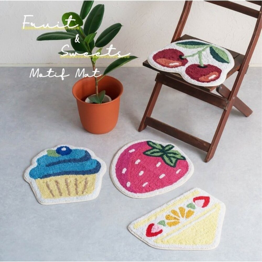 日本療癒系 Joujoulier 春夏新作 水果 貓咪造型地墊 | 椅墊 地毯 玄關 臥室 腳踏墊 小墊子-細節圖4