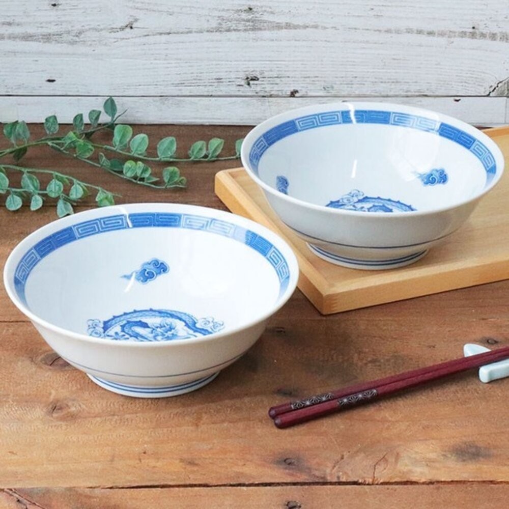 日本製美濃燒 青龍中華拉麵碗 1000ml 2入組 | 美濃燒 拉麵碗 湯碗 陶瓷碗公 大湯碗 碗公-細節圖3