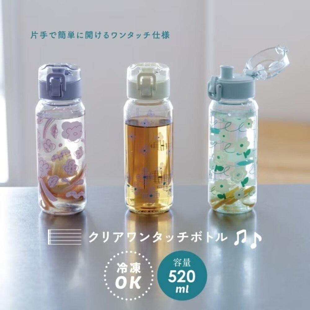 透明花朵直飲冷水壺520ml 兒童水壺 | 直飲水壺 日本水壺 辦公室水壺 彈蓋水壺-細節圖2