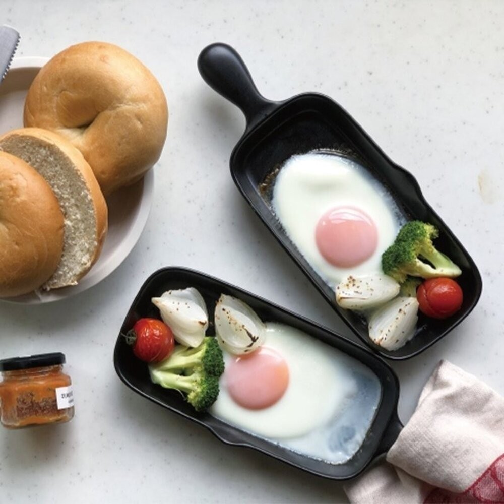 日本製萬古燒 四日市 長型烤盤 煎玉子燒 烤魚專用 | Tojiki Tonya 帶手把 陶瓷耐熱烤盤 焗烤盤 日本進口-細節圖2