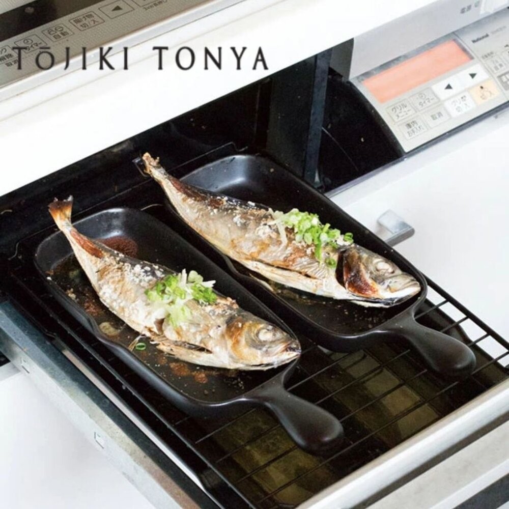 日本製萬古燒 四日市 長型烤盤 煎玉子燒 烤魚專用 | Tojiki Tonya 帶手把 陶瓷耐熱烤盤 焗烤盤 日本進口-細節圖3