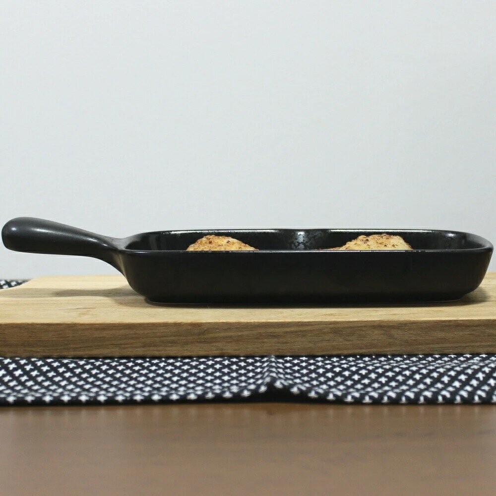 日本製萬古燒 四日市 長型烤盤 煎玉子燒 烤魚專用 | Tojiki Tonya 帶手把 陶瓷耐熱烤盤 焗烤盤 日本進口-細節圖5