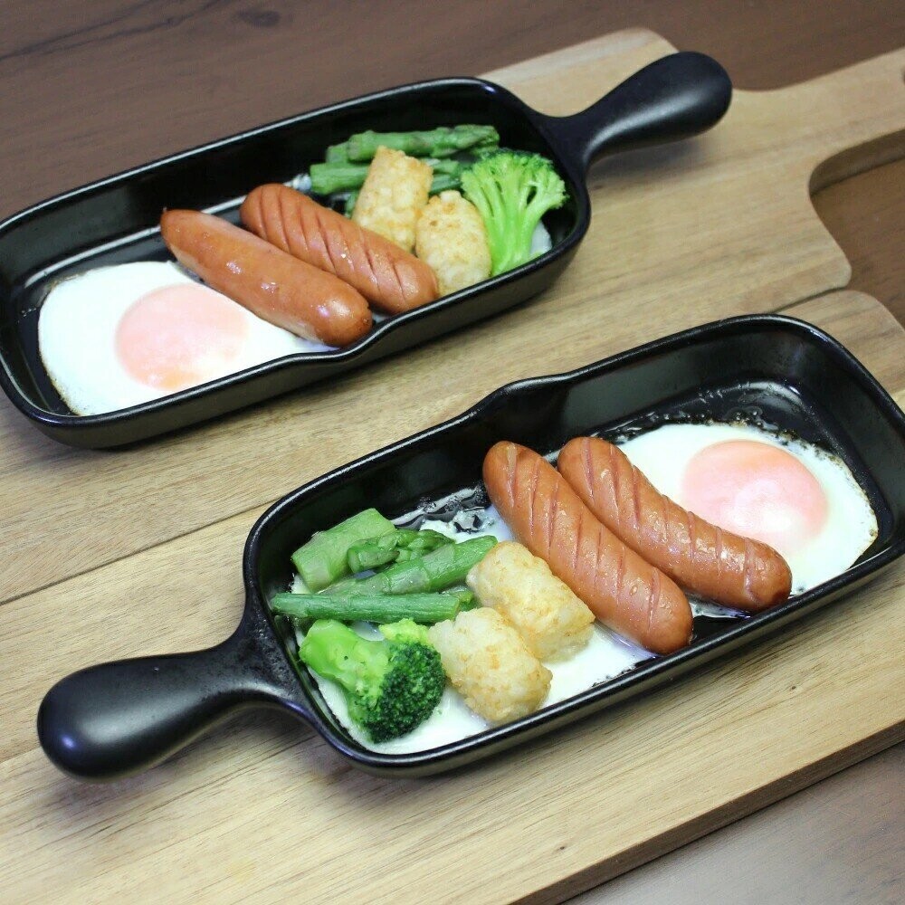 日本製萬古燒 四日市 長型烤盤 煎玉子燒 烤魚專用 | Tojiki Tonya 帶手把 陶瓷耐熱烤盤 焗烤盤 日本進口-細節圖8