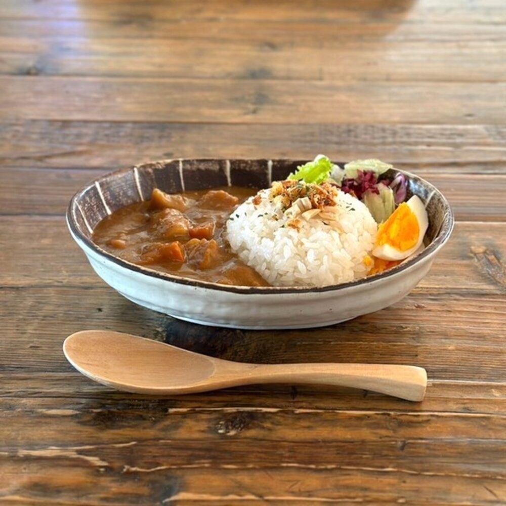 日本製美濃燒橢圓盤手繪安南唐草/線條 20cm 深盤 | 咖哩盤 義大利麵盤 早午餐盤 日本盤子 沙拉盤 日本進口-細節圖3