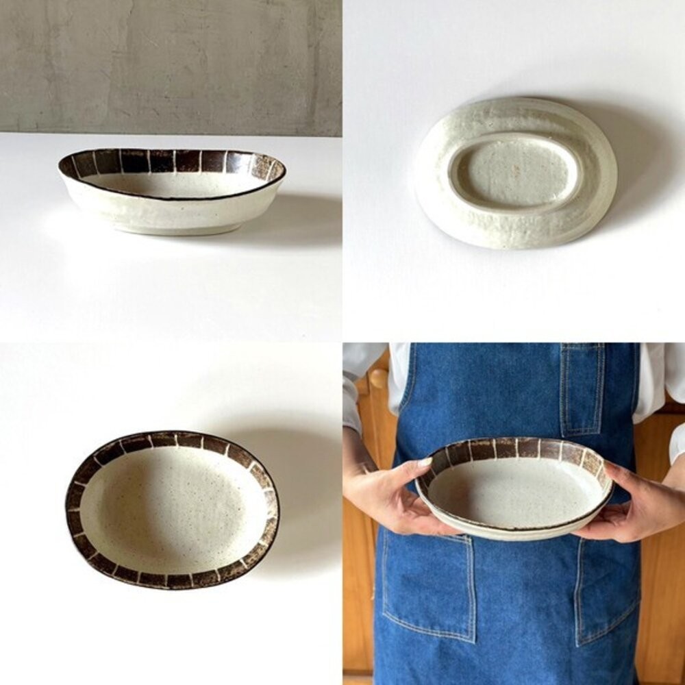 日本製美濃燒橢圓盤手繪安南唐草/線條 20cm 深盤 | 咖哩盤 義大利麵盤 早午餐盤 日本盤子 沙拉盤 日本進口-細節圖7