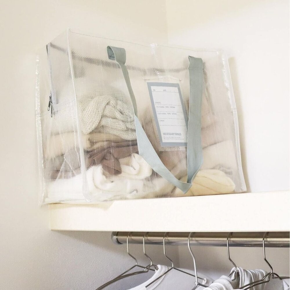 日本 3COINS 超實用收納袋 手提行李袋 | 棉被收納 搬家袋 大型收納袋 衣物收納袋 束帶 日本進口-細節圖3