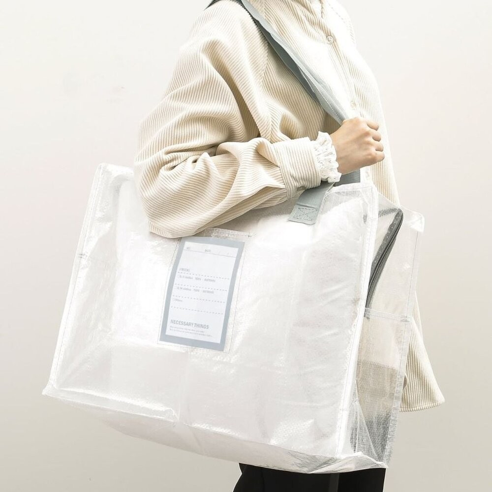 日本 3COINS 超實用收納袋 手提行李袋 | 棉被收納 搬家袋 大型收納袋 衣物收納袋 束帶 日本進口-細節圖4