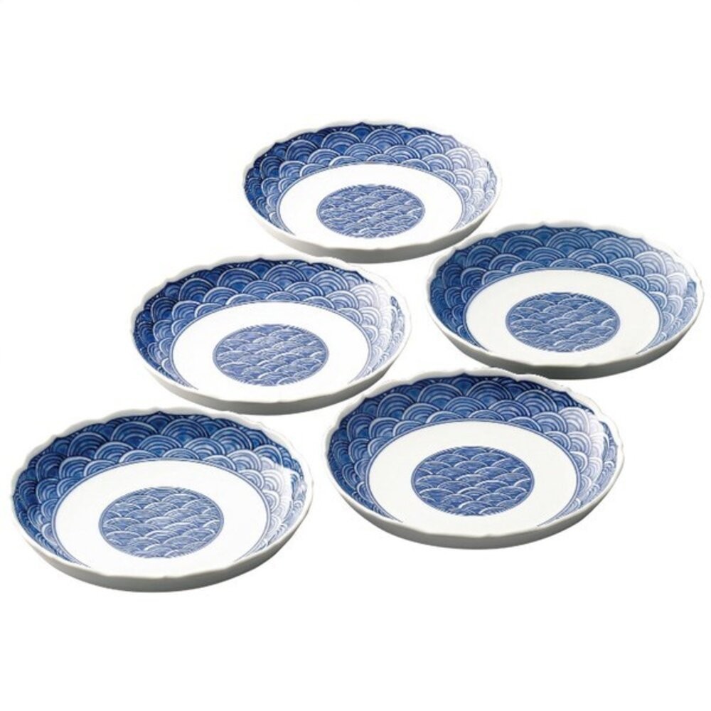 日本製波佐見燒日式經典青海波16cm餐盤5入組 | 日式餐盤 陶瓷盤 新居入厝禮 餐盤組 菜盤 質感餐具 日本進口-細節圖2