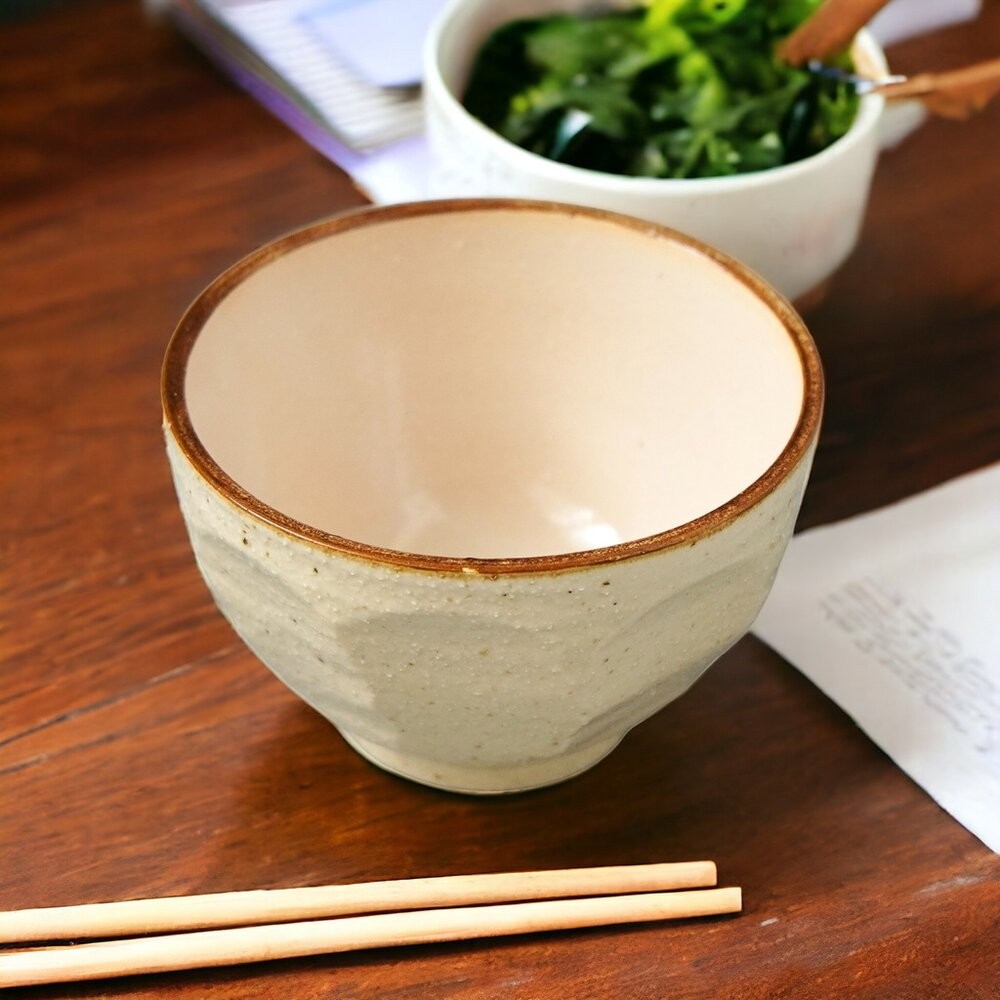 日本製 削角陶瓷飯碗 杏白色 飯碗 陶瓷碗 餐碗 湯碗 斗笠碗 日本碗 碗盤 日式碗 優格碗 可微波碗 日本進口-細節圖5