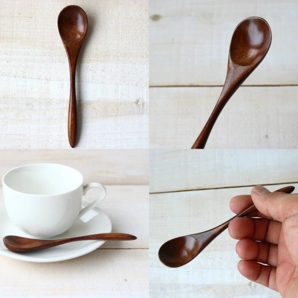 日式天然木製餐具 甜點叉 湯匙 抹茶粉勺 天然紋理 木質觸感 甜點匙 布丁湯匙 冰淇淋匙 雙齒叉 若兆 日本進口-細節圖6