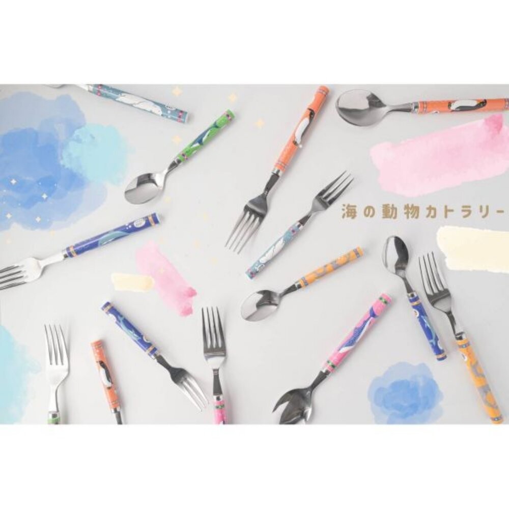 日本燕三條 高桑金屬 海洋動物不銹鋼叉子 ｜色彩鮮豔生動 北極熊 海豚 企鵝 環保餐具 露營餐具 餐叉 日本進口-細節圖3