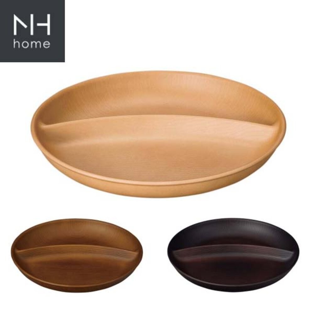 日本製 NH home 圓形分隔盤 分格盤 | 早餐盤 水果盤 輕食 露營 野餐 木紋 兒童餐具-細節圖4