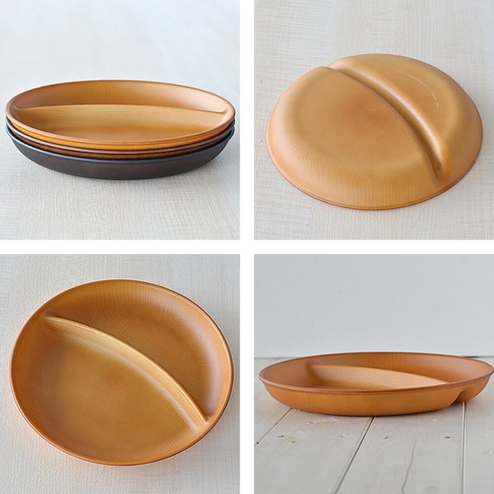 日本製 NH home 圓形分隔盤 分格盤 | 早餐盤 水果盤 輕食 露營 野餐 木紋 兒童餐具-細節圖8