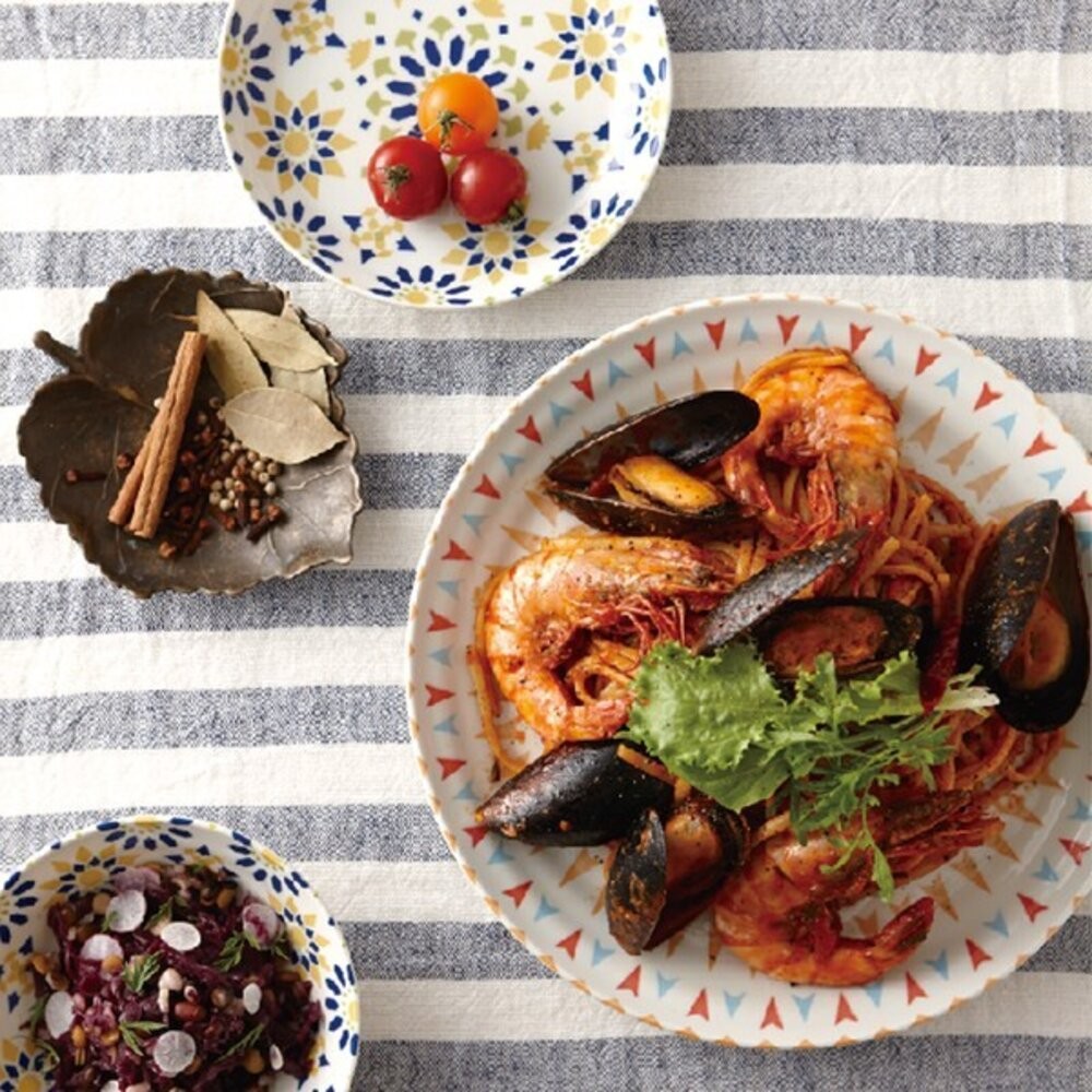 日本製小倉陶器復古花磚拼花餐盤 小碗 | 餐碗 碗盤 異國風 大容量深盤 職人手作 日本進口-細節圖3