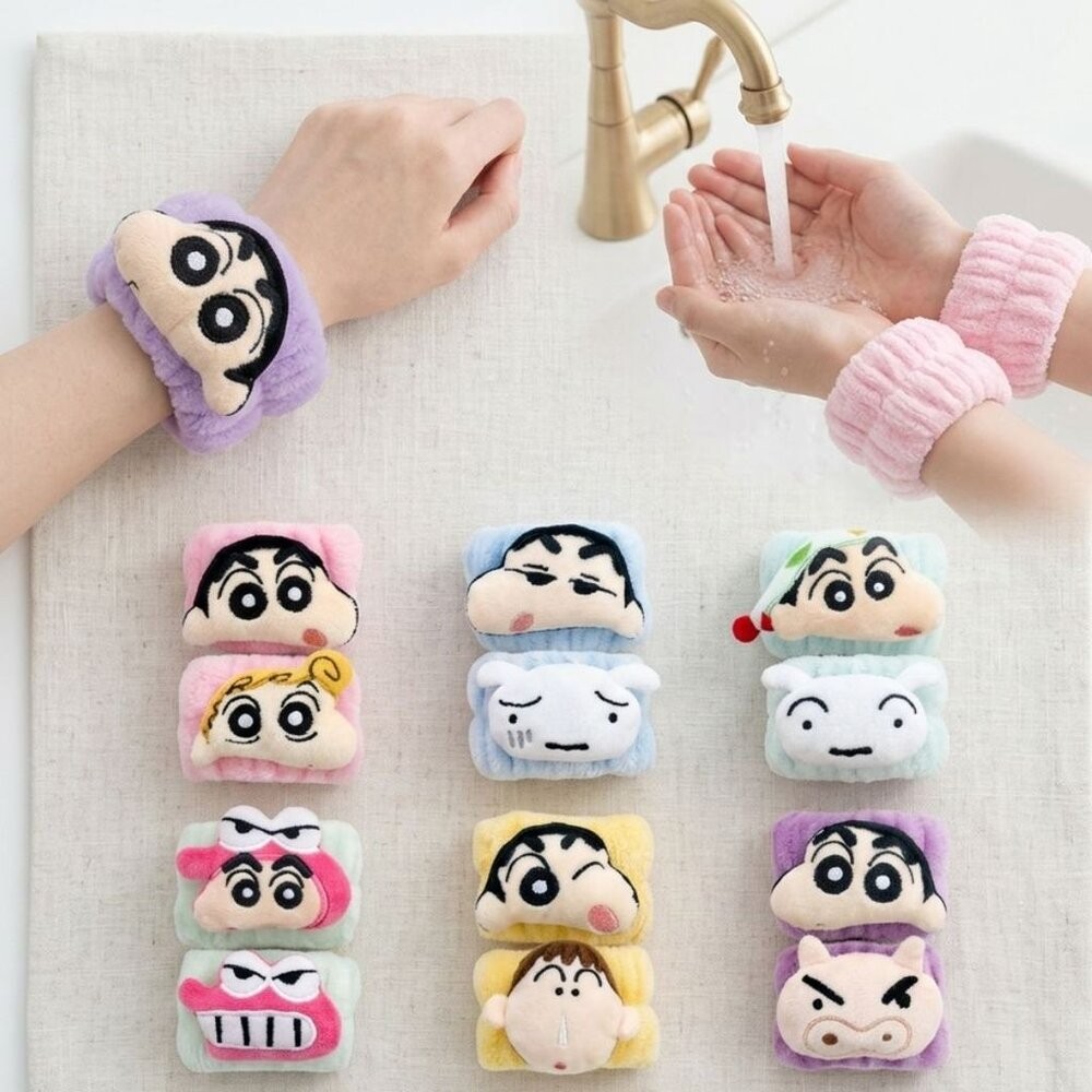 超可愛蠟筆小新洗臉神器 細絨柔軟吸水手腕帶 | 洗臉不滴水 居家旅行必備 造型防濕腕帶 可愛必收 日本進口-細節圖3