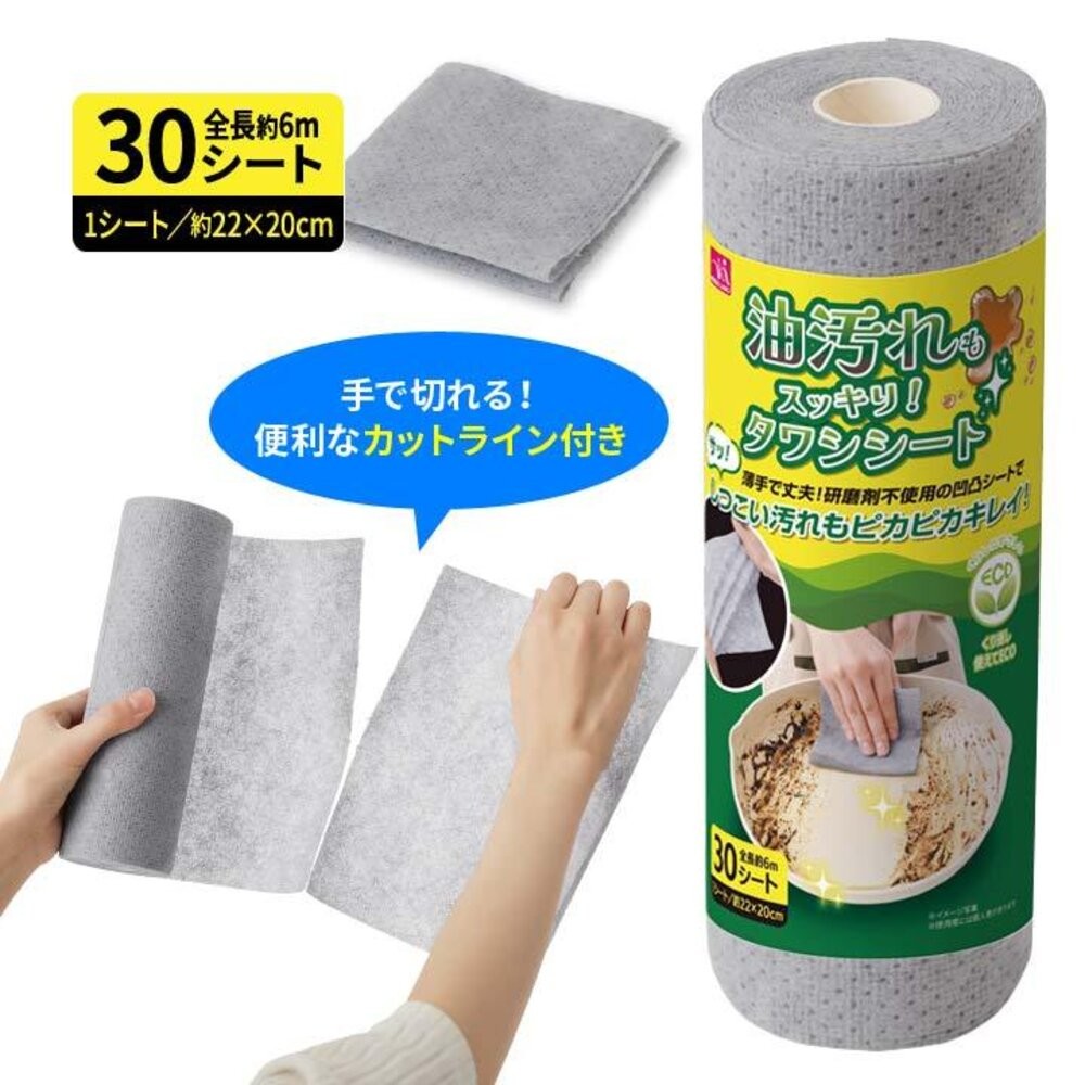 日本 NEEDS LABO 去油污擦拭布 30張 | 無研磨劑 一次性抹布 廚房抹布 清潔布 多用途清潔 日本進口-細節圖2