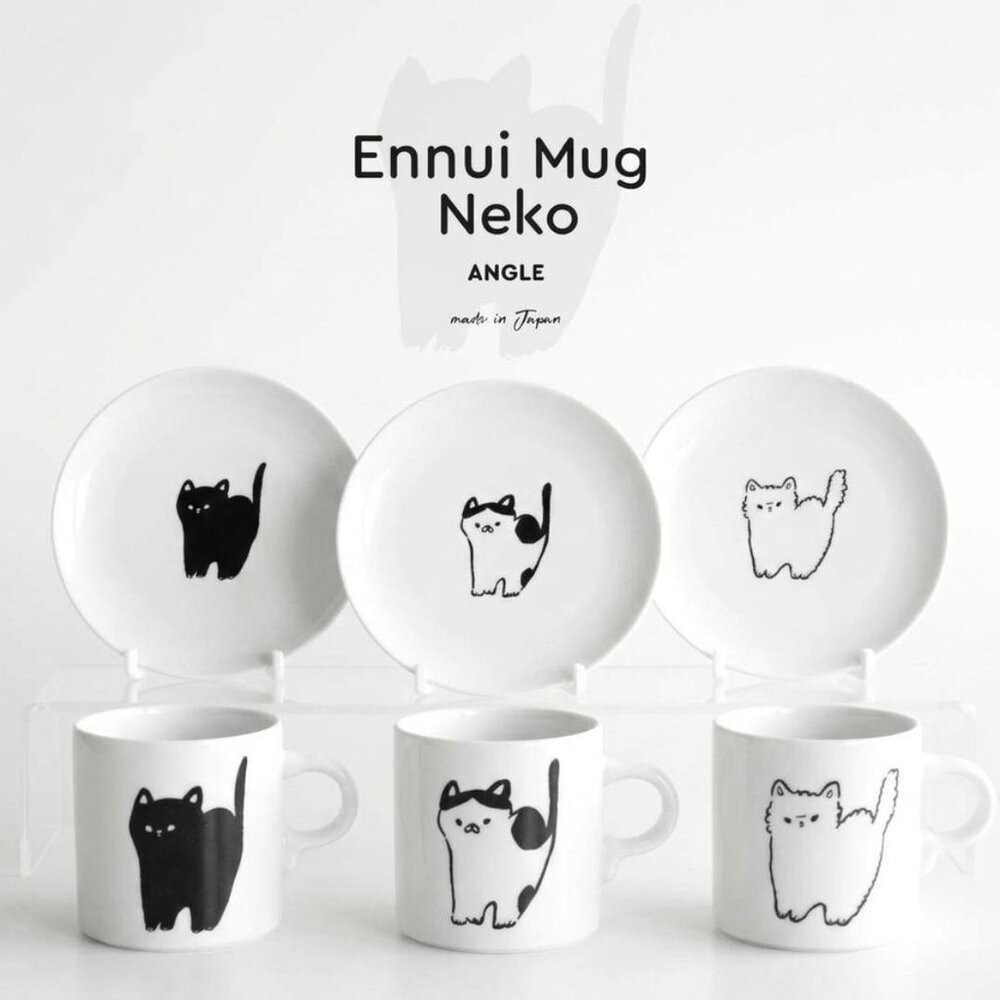 ANGLE 慵懶貓 日本製 簡約線條陶瓷餐盤 馬克杯 | 職人手繪 貓奴首選 日系質感餐具 日本進口-細節圖3