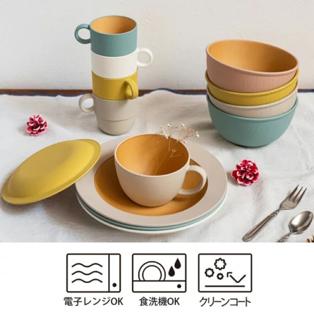日本製 colimn木紋餐具組 盤子 碗 杯子 | 露營盤 沙拉盤 飯碗 可堆疊 耐摔 露營 野餐-細節圖3