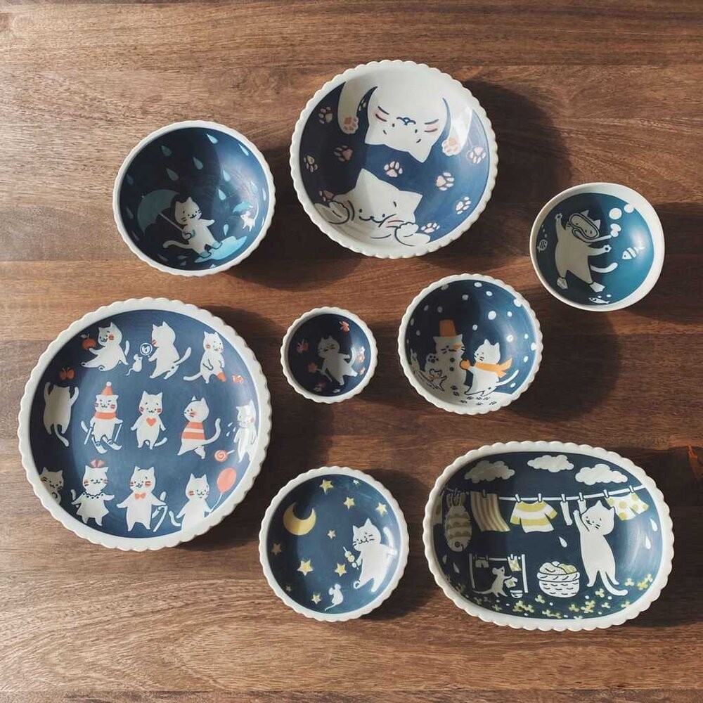 日本製 貓咪陶瓷餐盤 美濃燒 淺盤 點心盤 | 義大利麵盤 咖哩盤 小碟 盤子 貓咪盤 日式餐具-細節圖3