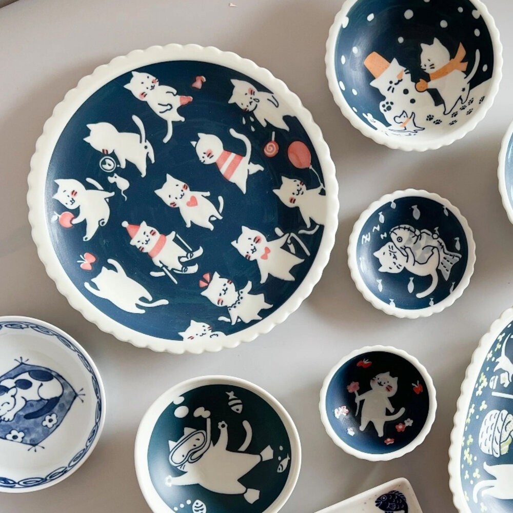 日本製 貓咪陶瓷餐盤 美濃燒 淺盤 點心盤 | 義大利麵盤 咖哩盤 小碟 盤子 貓咪盤 日式餐具-細節圖6