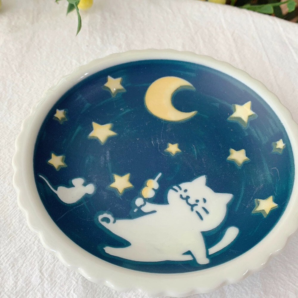 日本製 貓咪陶瓷餐盤 美濃燒 淺盤 點心盤 | 義大利麵盤 咖哩盤 小碟 盤子 貓咪盤 日式餐具-細節圖8