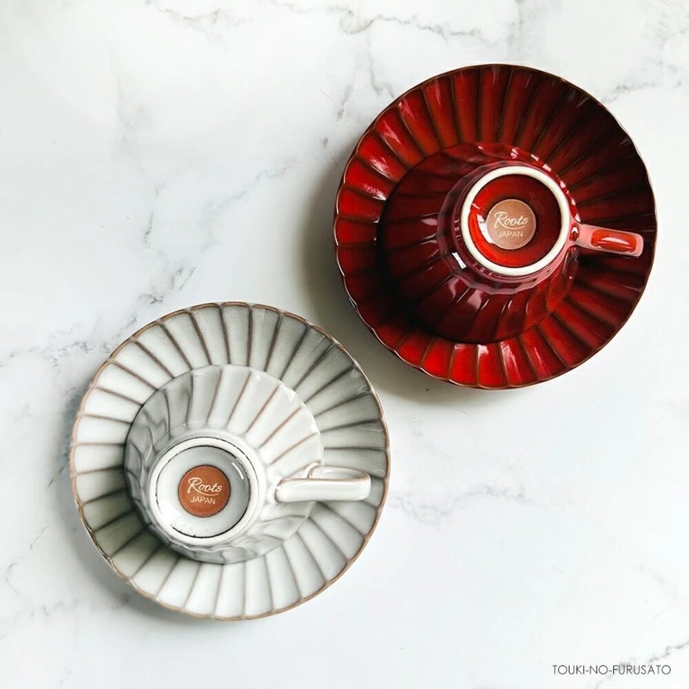 日本製 ROOTS 風雅咖啡杯盤 杯盤組 咖啡杯組 | 下午茶杯盤 花瓣造型 日系質感下午茶 日本進口-細節圖2