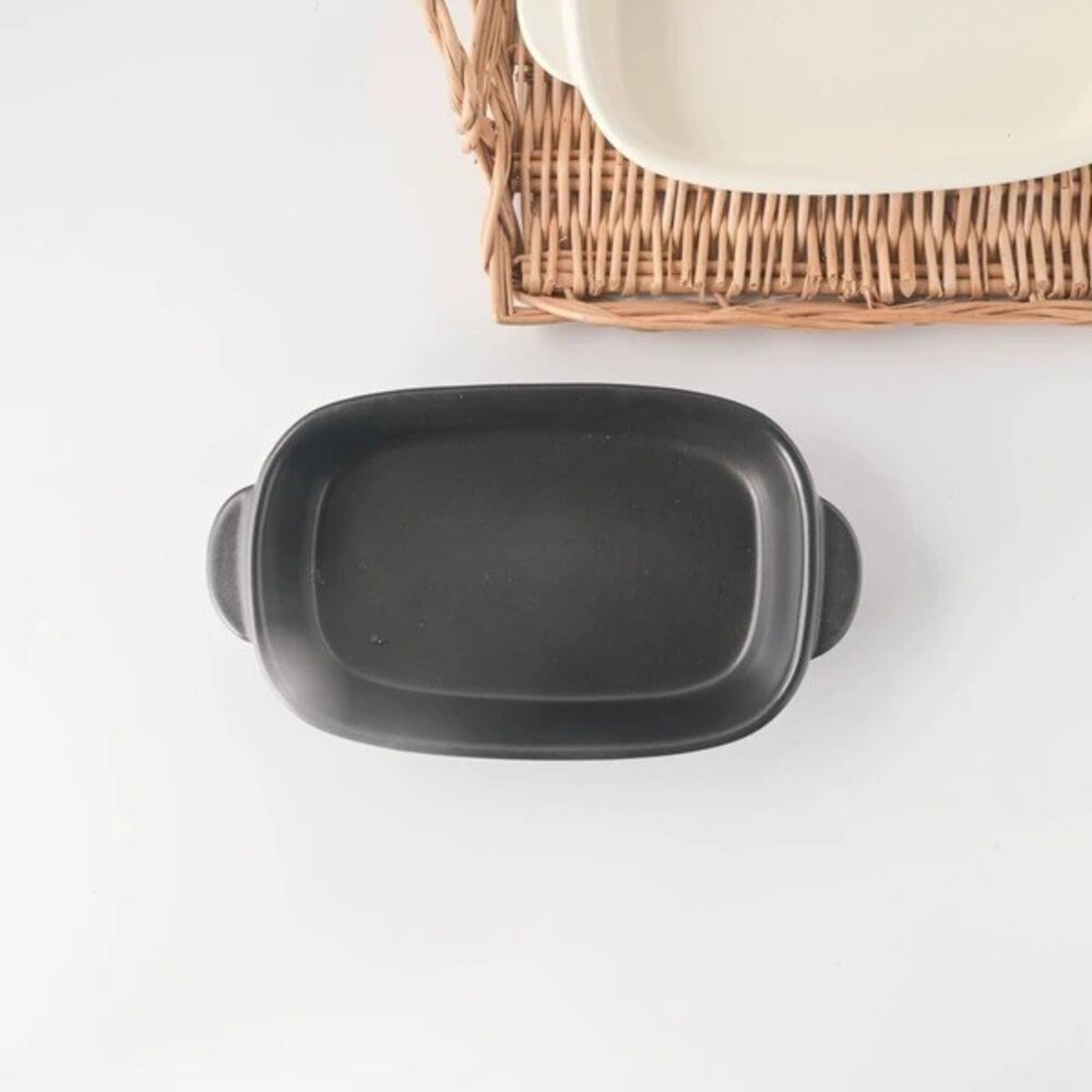 日本製 美濃燒 簡約黑白方形焗烤盤 陶瓷烤盤 | 烤箱適用 焗烤碗 烘焙盤 職人手作餐具 日本進口-細節圖2
