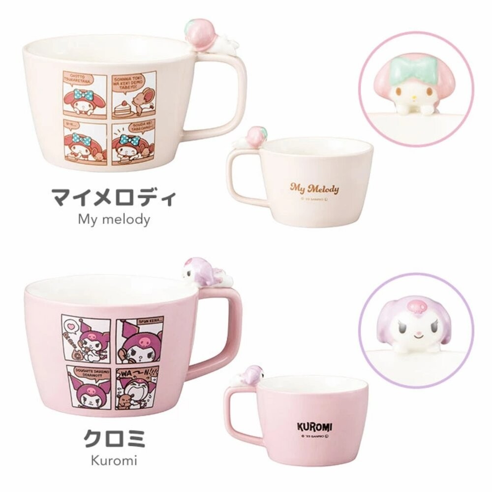 日本三麗鷗 四格漫畫馬克杯 300ml | Sanrio 杯緣子 陶瓷馬克杯 大耳狗 美樂蒂 kitty-細節圖6