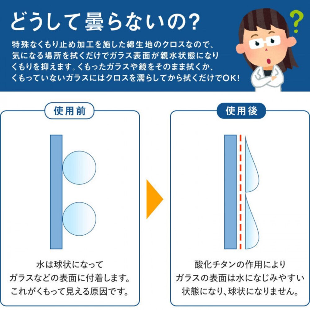 日本製 防霧拭鏡布 2入組 | 玻璃擦拭 車用布 眼鏡布 擋風玻璃 車用後視鏡 防霧布 可重複使用-細節圖5