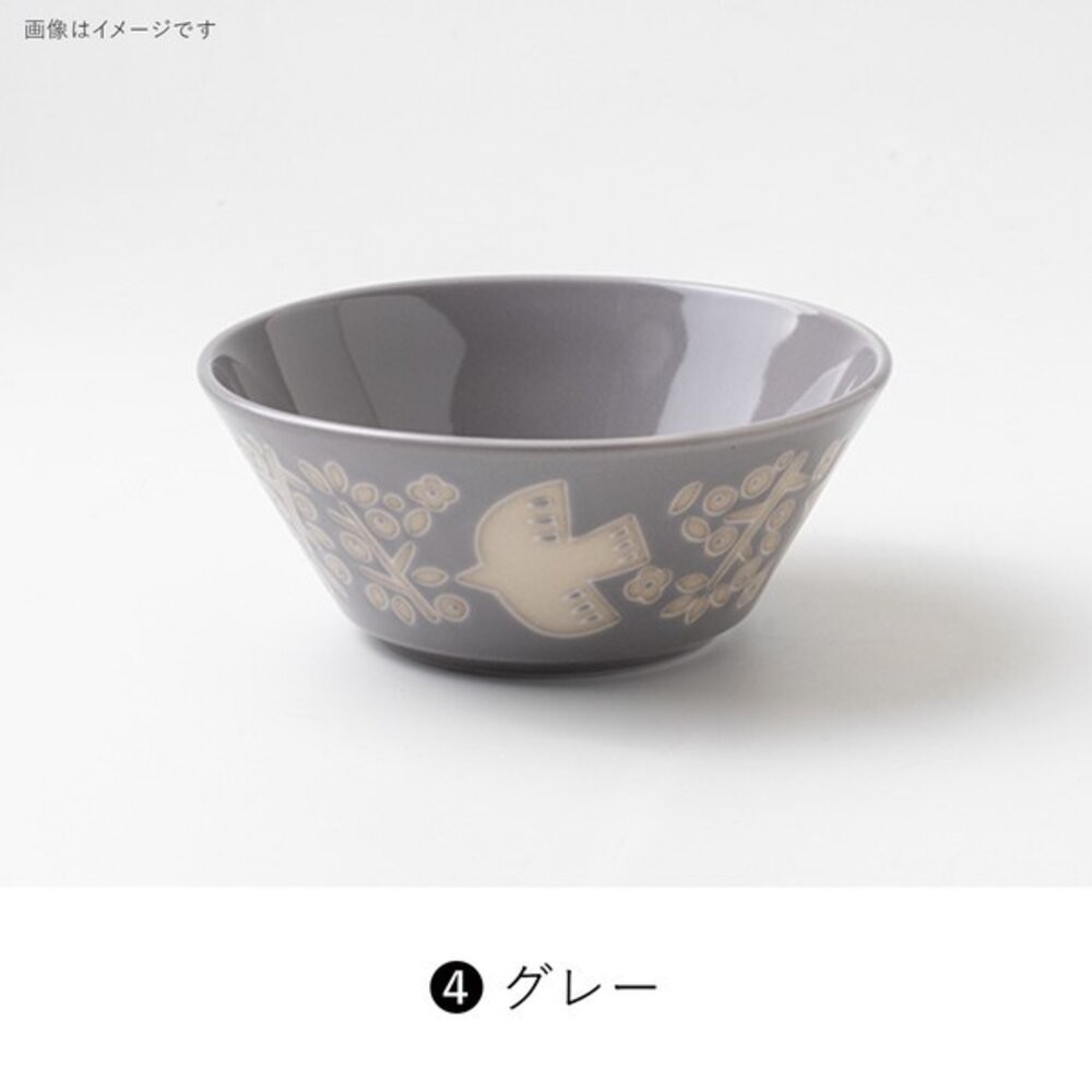 日本製美濃燒 LINTU北歐風沙拉碗 小鳥植物圖案 13cm餐碗 | 陶瓷碗 優格 麥片碗 甜點碗 質感餐盤 日本進口-細節圖7