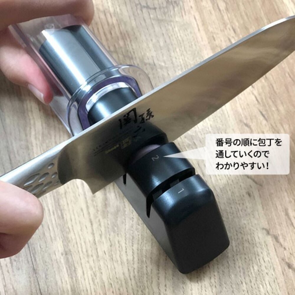 日本製 關孫六 陶瓷磨刀器 貝印 磨刀器 | 三德刀 廚師刀 磨刀石 3段式 手持磨刀 磨刀器具-細節圖9